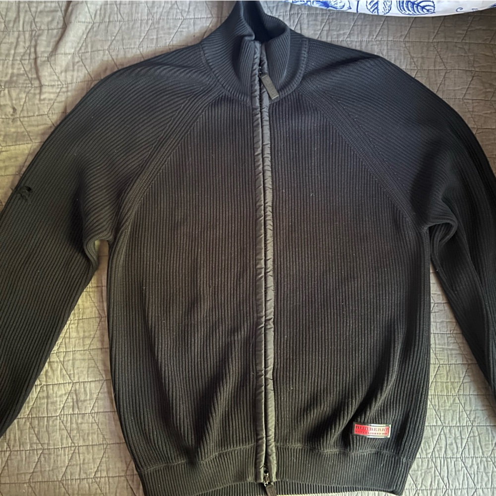 Burberry Black Zip Up Sweater